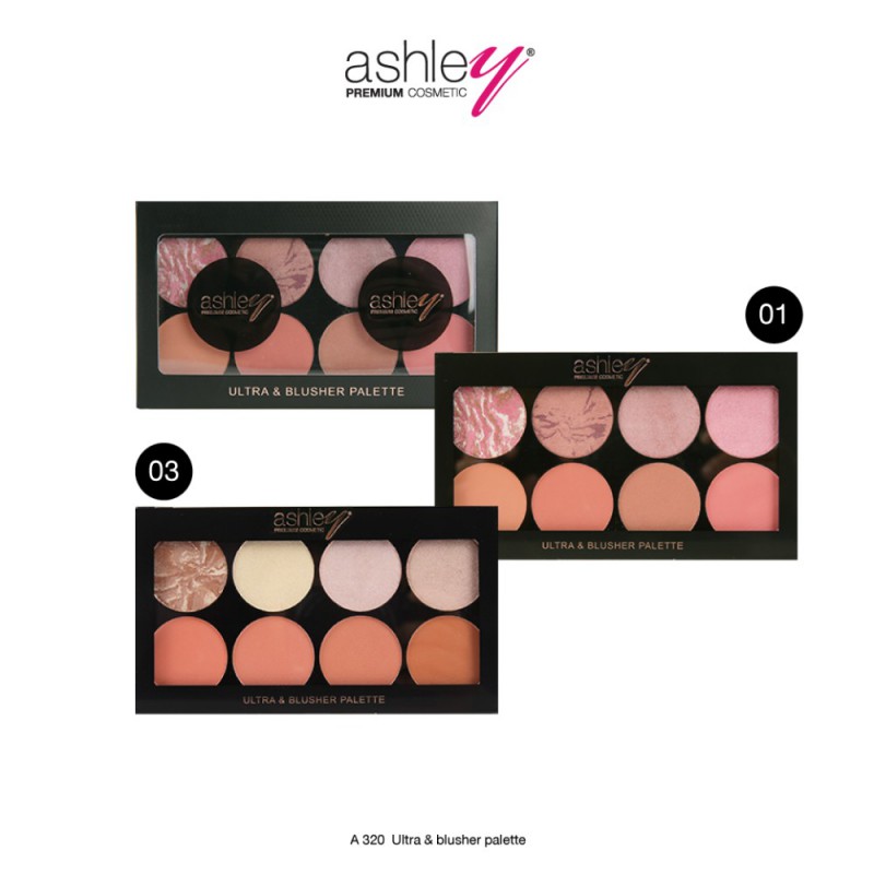 ASHLEY ULTRA & BLUSHER PALETTE พาเลทบลัชออนและไฮไลท์ กับการผสมผสานเฉดสีทั้งเนื้อแมท และชิมเมอร์