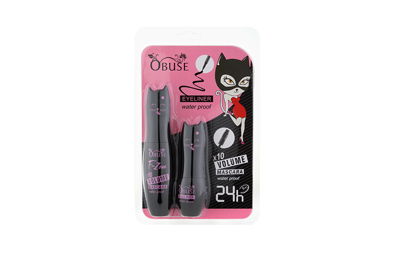 Obuse Waterproof Eyeliner Black&Volume; Mascara Black อายไลน์เนอร์กันน้ำติดทน