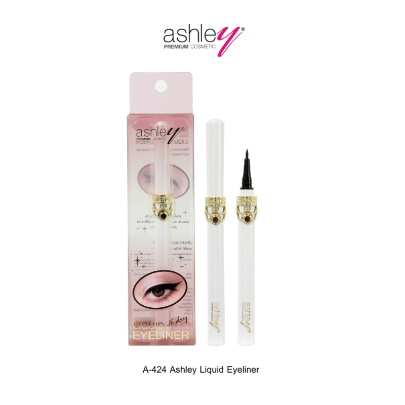 Ashley Liquid Eyeliner A 424 อายไลเนอร์เส้นดำสนิท ดีไซน์เรียบหรู 