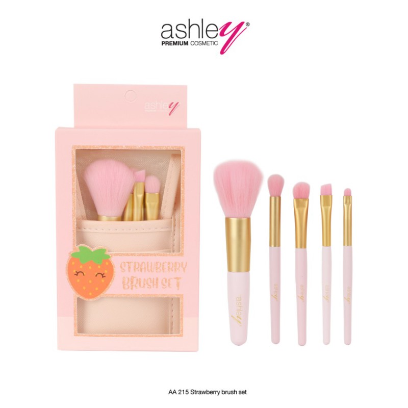 Ashley Strawberry Brush Set เซ็ตแปรงเเต่งหน้า 5 ชิ้น AA 215