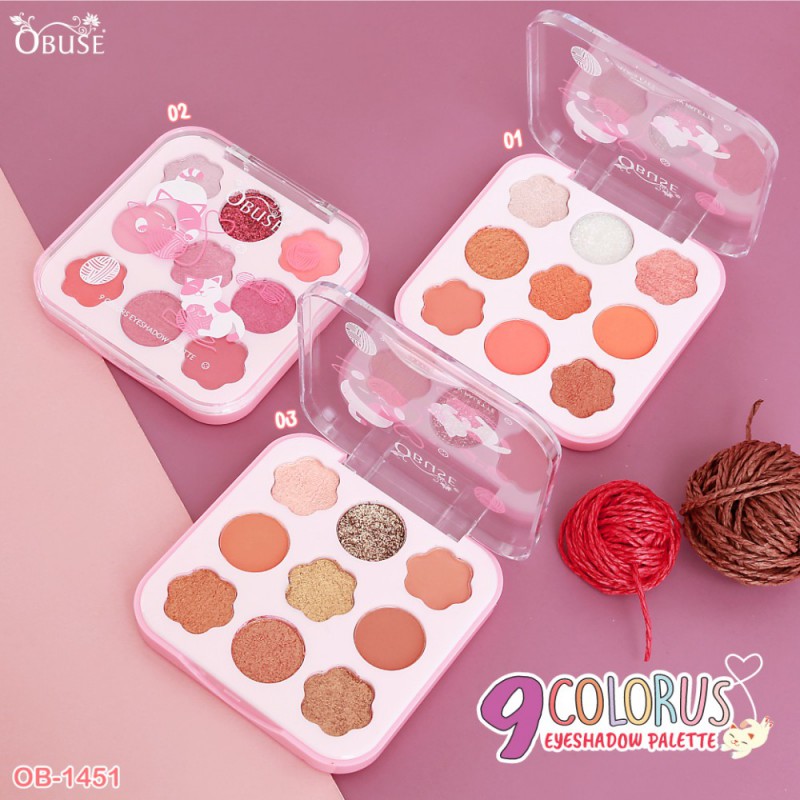 OB-1451 Obuse 9 Colors Eyeshadow Palette  อายแชโดว์สีสวยติดทน